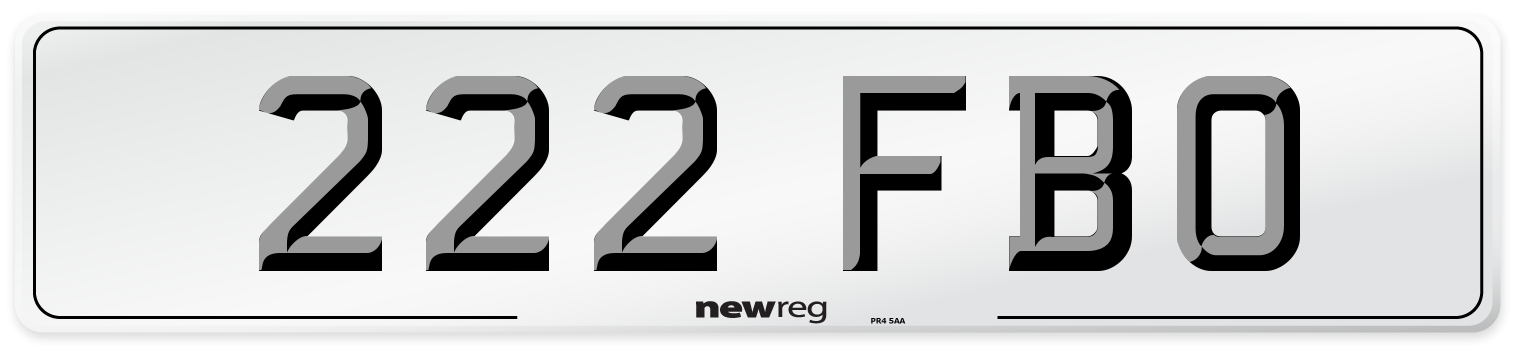 222 FBO Number Plate from New Reg